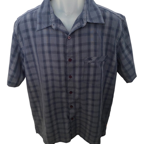 QUIKSILVER Blue Plaid Short Sleeve Collared Shirt Men M Medium - Picture 1 of 6